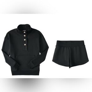 Serra 2pc Ladies Quilted Pajama Set, Black, XL